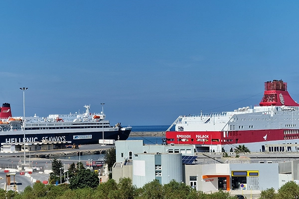Heraklion Port ferry ships harbor Crete car rental pickup near ferry terminal