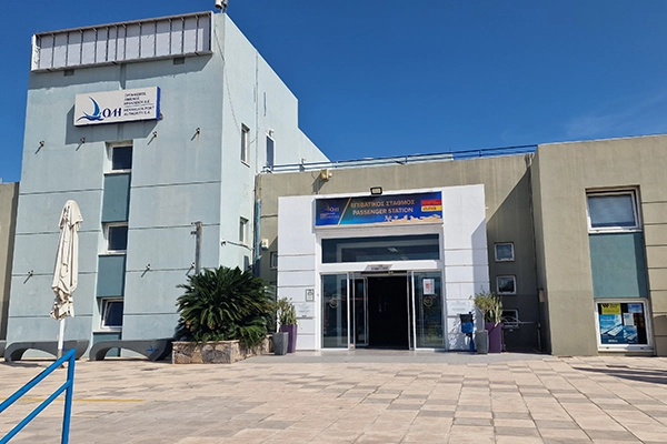 Heraklion Port passenger terminal building Crete car rental delivery pickup point ferry cruise arrivals